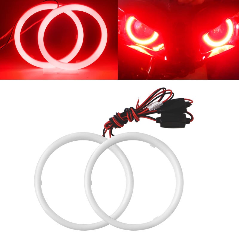 Qasim Red 120MM Angel Eyes COB 87SMD LED Halo Rings Car Motors DRL Fog Lights Driving Daytime Running Light 12V 24V,1-Pair - Image 1